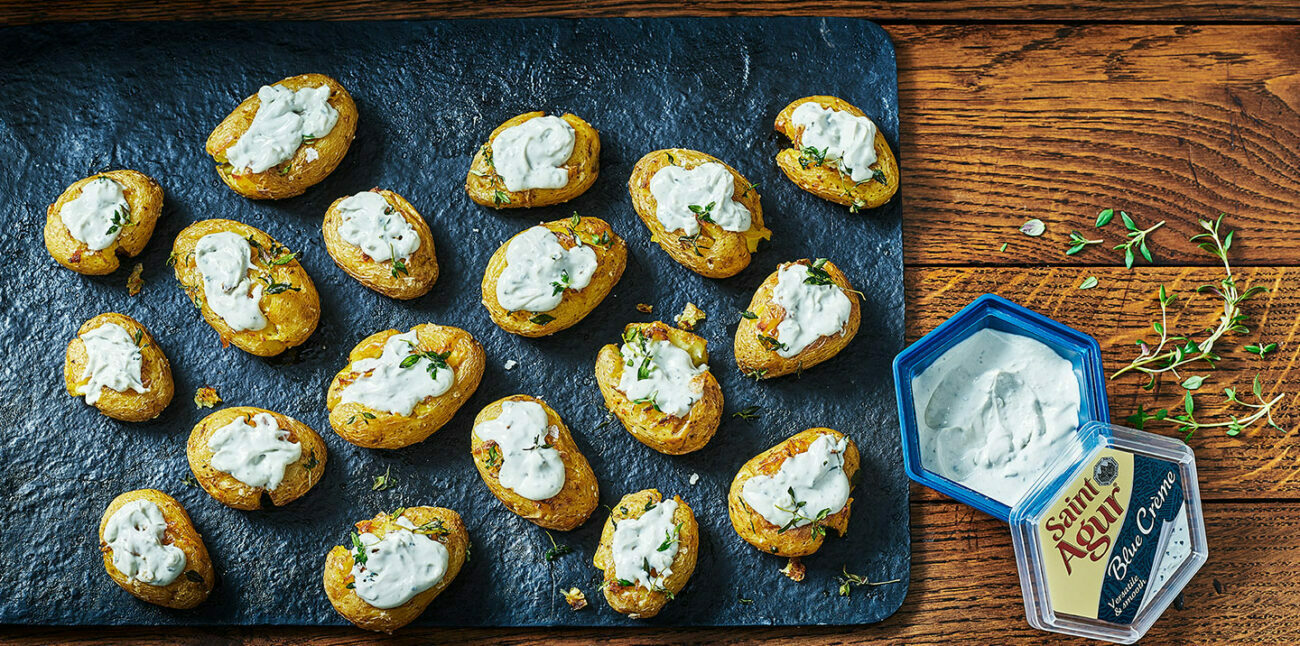 Crispy New Potatoes with SAINT AGUR® Blue Crème | The Cheese Lover